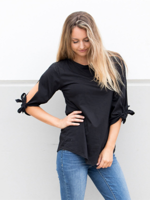 Tie Sleeve Tunic - Black