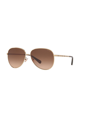 Coach Hc7094 900574 Female Irregular Lifestyle Sunglasses Gold