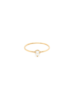 14k Single Pearl Prong Ring | June Birthstone