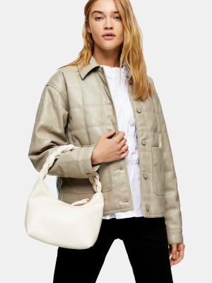 Taupe Boxy Quilted Pu Jacket