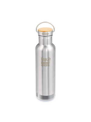 Klean Kanteen 20oz Classic Insulated Reflect With Bamboo Cap Brushed Stainless