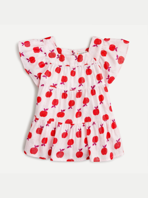 Girls' Top In Shimmer Apple Print