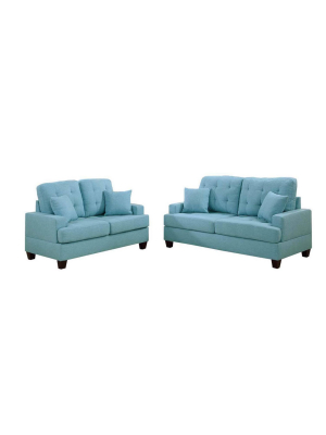 2pc Polyfiber Sofa Set With Plush Cushion - Benzara