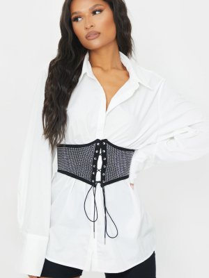 Black Diamante Lace Up Corset Belt