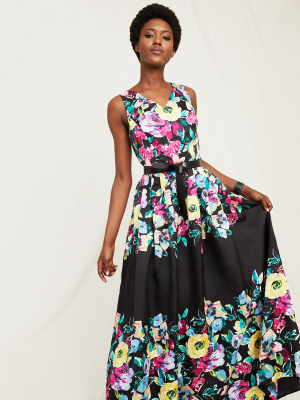 Floral Mikado Full-skirted Gown