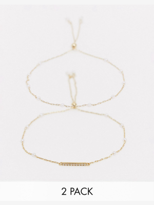 Aldo Leeza Pearl Chain Bracelet Multipack In Gold