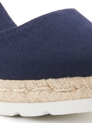 Satuna Canvas Mix Sole Wedges - Navy