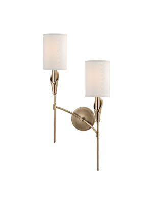 Tate 2 Light Right Wall Sconce Aged Brass