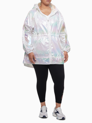 Plus Size Performance Iridescent Pieced Full Zip Hooded Jacket