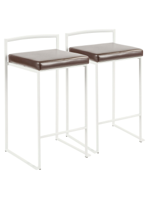 Set Of 2 26" Fuji Contemporary Counter Height Barstools - Lumisource