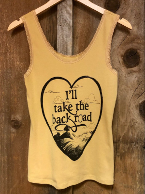 I'll Take The Backroad Lace Tank Gold/blk