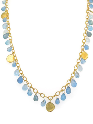 Aquamarine Briolette & Petal Necklace