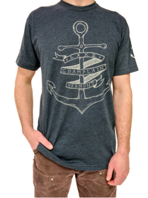 Lake Champlain Anchor On Navy T-shirt