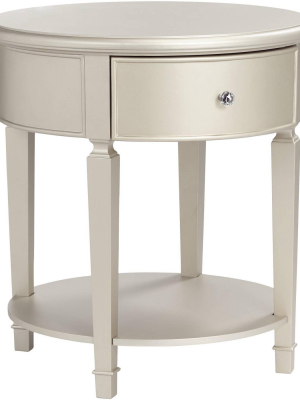 55 Downing Street Alina 1-drawer Champagne Silver Round Side Table