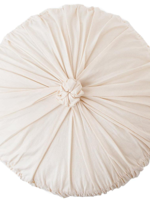 Lazybones Rosette Round Cushion In Natural Organic Cotton