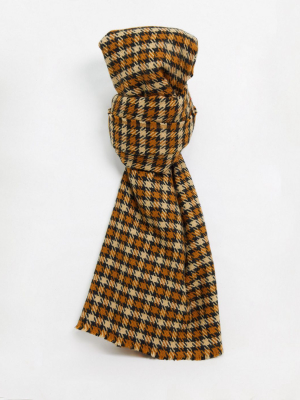 Asos Design Check Scarf In Tweed