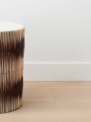 Bone And Teak Round Stool