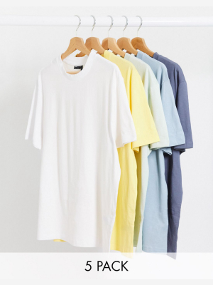 Asos Design 5 Pack Organic Relaxed T-shirt