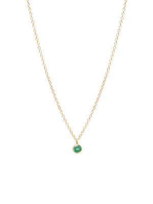 14k Single Emerald Pendant Necklace | May Birthstone