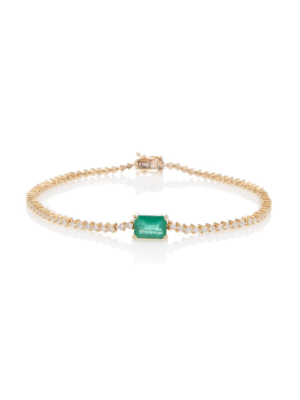 Emerald Cut Emerald And Diamond Tennis Bracelet