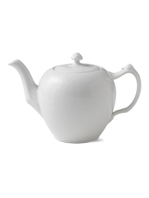 White Fluted Plain Teapot