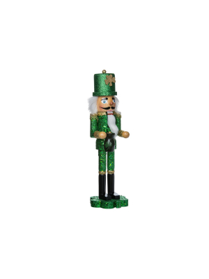 Kurt Adler 15" Wooden Irish Nutcracker On Shamrock Base