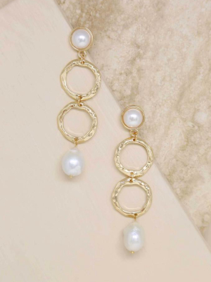 Textured Pearl Drop 18k Gold Plated Earrings