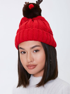 Reindeer Pom Pom Beanie