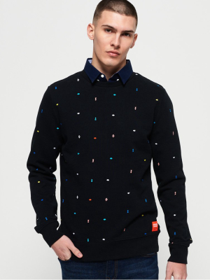 All Over Embroidered Crew Sweatshirt