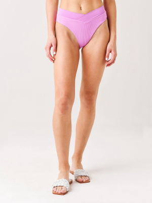 L Space Pointelle Rib Court Bikini Bottom