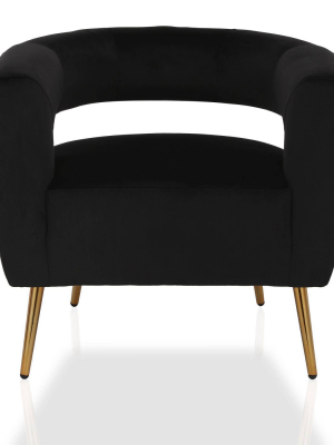 Taylor Accent Chair With Brass Golden Legs Velvet Black - Cosmoliving By Cosmopolitan