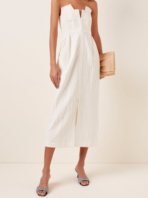 Aurelia Strapless Cotton And Linen-blend Midi Dress