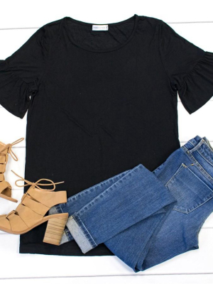 Flare Sleeve Top - Black