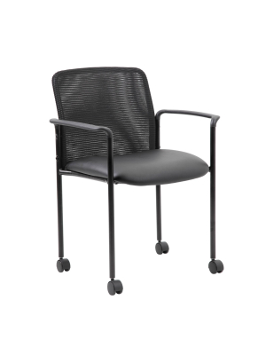 Mesh Guest Chair With Casters Black - Boss Office Products