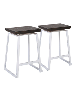 Set Of 2 Geo Industrial Counter Height Barstools - Lumisource