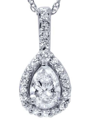 Pompeii3 3/8ct Fancy Pear Shaped 14k Solitaire Diamond Pendant