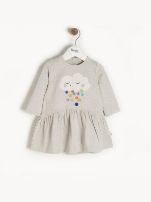 Bonnie Mob Applique Baby Dress - Raincloud