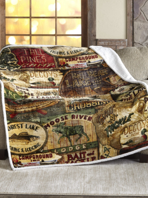 Lakeside Large Plush Throw Blanket With Lodge Life Sentiments And Images