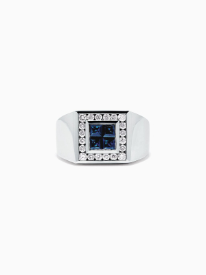 Effy Men's 14k White Gold Sapphire And Diamond Ring, 1.69 Tcw