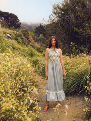 The Noelle Dress | Mint Blooming Meadow Silk-cotton