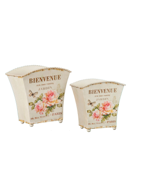 Gallerie Ii Rose Cache Pot Set Of 2