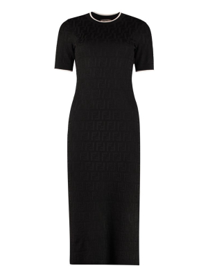 Fendi Ff Motif Jacquard Fitted Dress