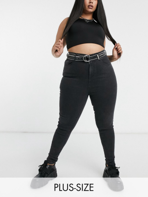 Collusion Plus X001 Highwaisted Skinny Jeans In Black