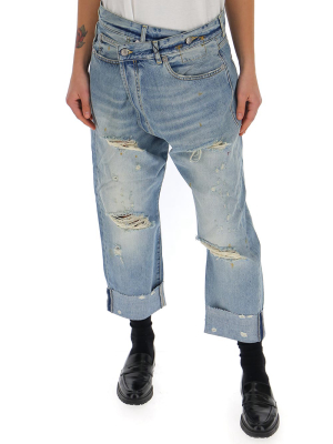 R13 Crossover Distressed Jeans