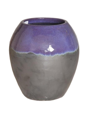 Ceramic Jar In Two-tone Eggplant Glaze Design By Emissary