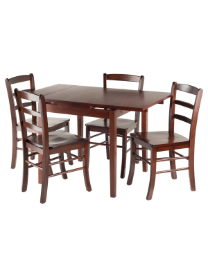 5 Piece Pulman Set Extension Table With Ladder Back Chairs Wood/walnut - Winsome