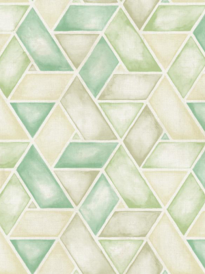 Kentmere Geo Wallpaper In Green From The Lugano Collection By Seabrook Wallcoverings