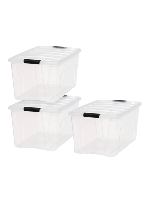 Iris 3pk 72qt Stack And Pull Box Clear