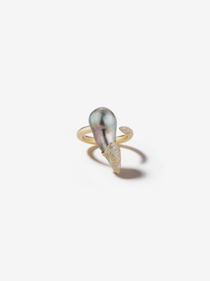 Prive Collection.  One Of A Kind.  Baroque Pearl And Diamond Ring  Mp37