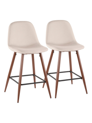 Set Of 2 Pebble Mid-century Modern Counter Height Barstools - Lumisource